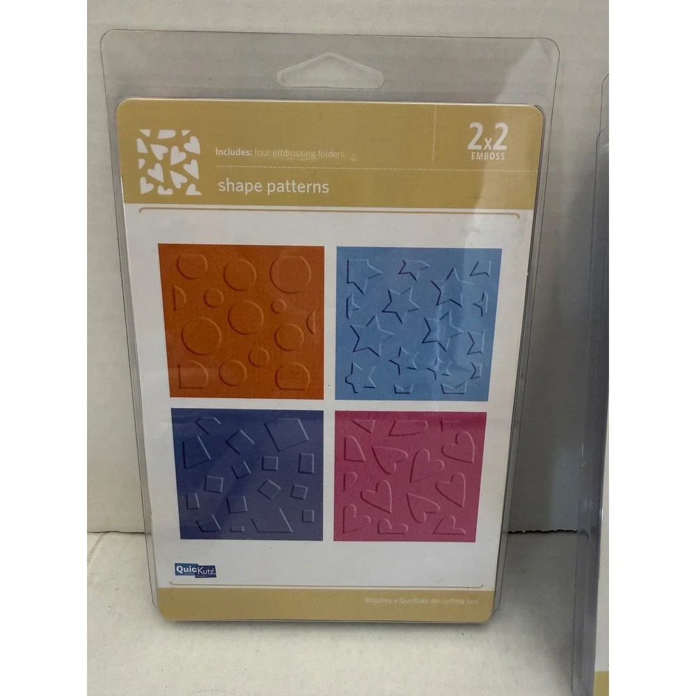 QuicKutz Embossing Folder Lot 2x2 A2 Stripes Shapes Thanksgiving Frame 6 Sets
